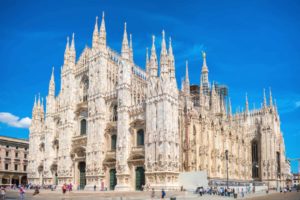 Daytime view of famous milan cathedral duomo