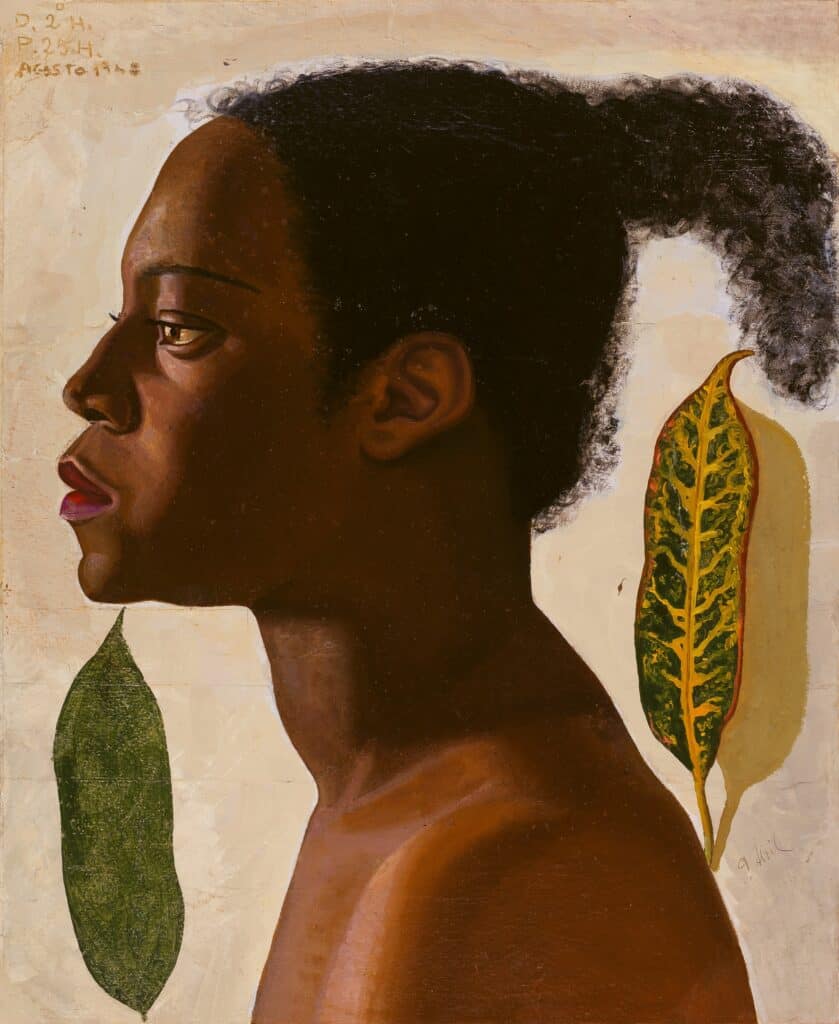 Joven negra- máscara y compás